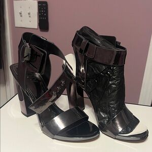 DKNY Glossy Black Strappy Heels